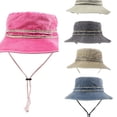 thumbnail image 1 of AJGRHE Men's Washed Denim Bucket Hat Outdoor Sun Protection, Breathable Quick-Dry Fishing Gardening Hiking Hat ​,UPF50+ Cotton Wide Brim​ Hot Pink A, 1 of 5