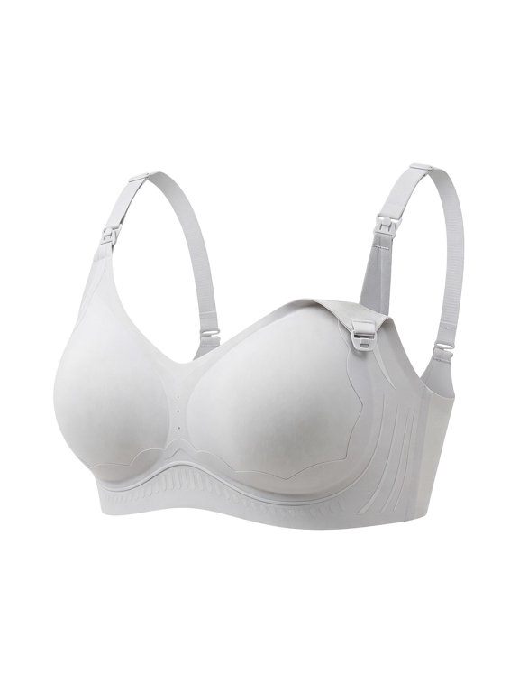 Nursing Bras for Breastfeeding Seamless Comfort Maternity Bra Natural Shape, Pregnancy & Sleep Bralette, Soft Breathable Wireless Padded, Adjustable Straps Grey XL