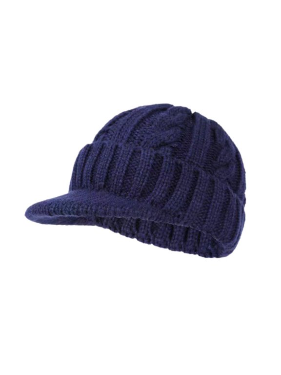Oversize Wool Knitted Baseball Caps Big Head Men Women Short Brim Sport Hats Linned Newsboy Cap Navy One Size