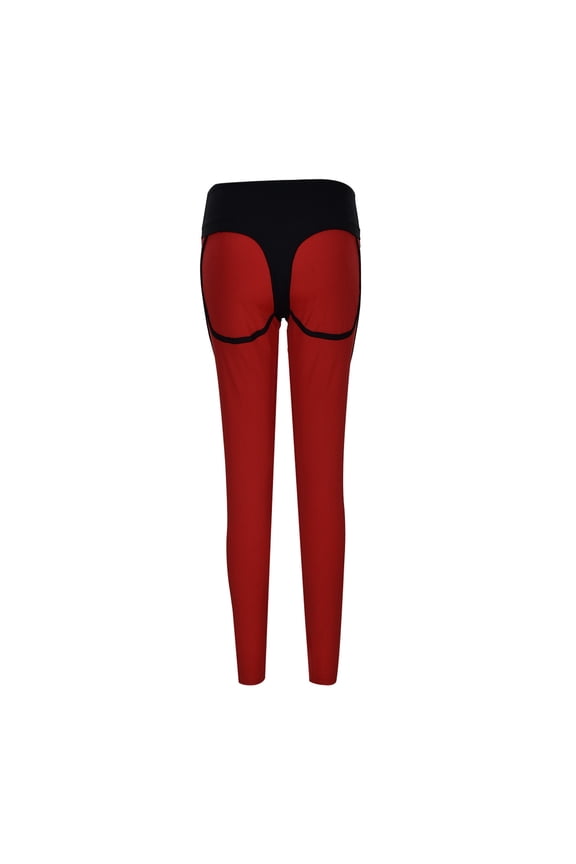 Petite Yoga Pants Women's Patchwork Color Slim Stitching Yoga Pants Peach Shaping Leggings Nine Points Sports Tights M Red
