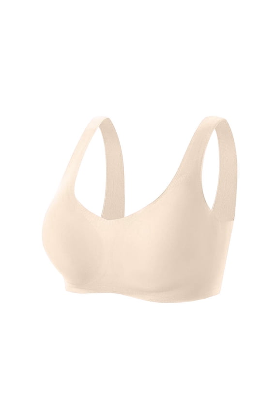 Plus Size T Shirt Bra Women's Seamless Post- Bra Comfortable Padded Prosthetic Inserts for Support and Recovery L Beige
