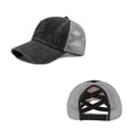thumbnail image 1 of AJGRHE Ponytail Baseball Cap Mesh Washed Distressed Dad Hat Trucker For Women Daily Grey A, 1 of 3