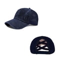 thumbnail image 1 of AJGRHE Ponytail Baseball Cap Mesh Washed Distressed Dad Hat Trucker For Women Daily Navy A, 1 of 3
