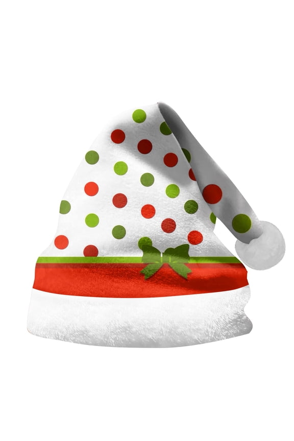 Printed Santa Hat Thick Unisex Kids Adults Festive Party Accessory Double Winter Cap Red M