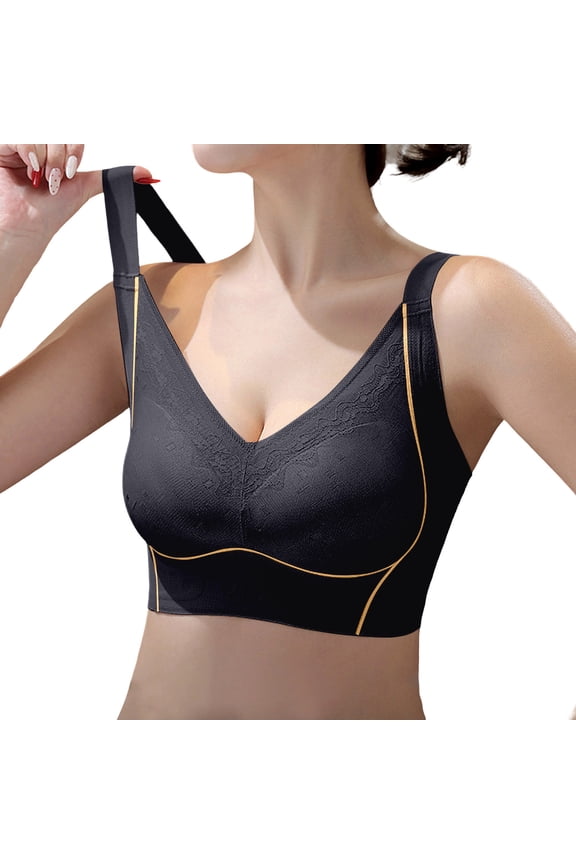 Regular Fit Comfort Bra Full Coverage Seamless T-Shirt Bra with Side Support Wide Band for Lift Shape and Comfort 40 Black
