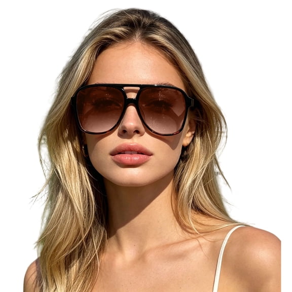 AJGRHE Retro Aviator Sunglasses for Women Mens Large Frame Classic Vintage 70s Sun Glasses Aviators Brown
