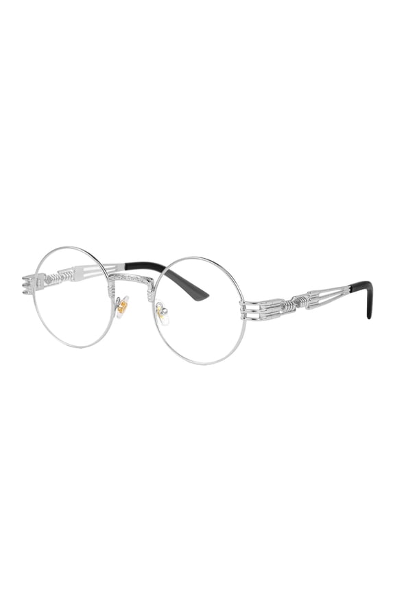 Retro Round Steampunk Glasses for Men Women Gothic Circle Vintage Clear Lens Glasses Hippie Style Eyewear Silver
