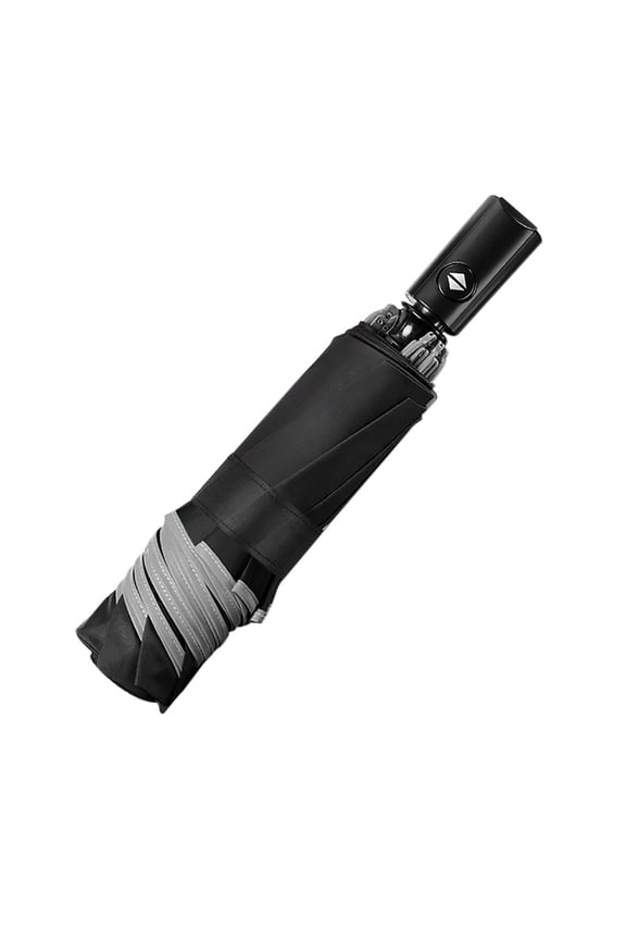 Reverse Folding Business Umbrella With Reflective Strips Automatic Rain Gear Black