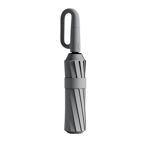 AJGRHE Ring Buckle Umbrella Reflective Strip Sturdy Windproof Travel Portable Reverse Automatic Folding For Rain Sun Grey