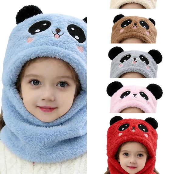 AJGRHE Scarf Hat for Kids Warm Kids Earflap Hat With Scarf Winter Boys Girls Toddler Cold Weather Knitted Blue One Size