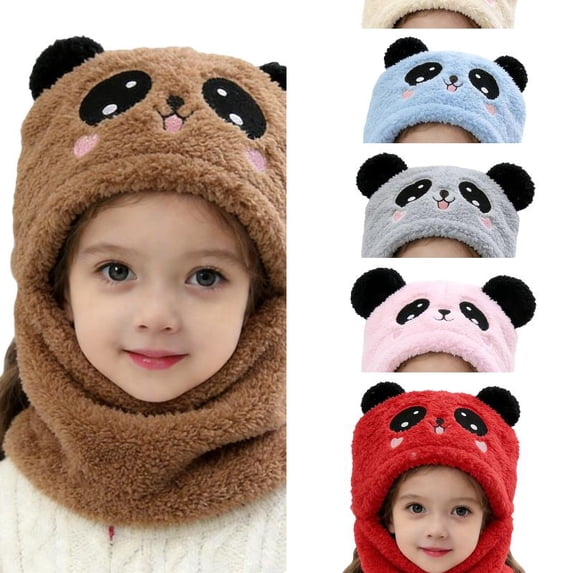 AJGRHE Scarf Hat for Kids Warm Kids Earflap Hat With Scarf Winter Boys Girls Toddler Cold Weather Knitted Coffee One Size