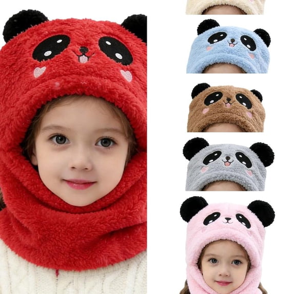 AJGRHE Scarf Hat for Kids Warm Kids Earflap Hat With Scarf Winter Boys Girls Toddler Cold Weather Knitted Red One Size