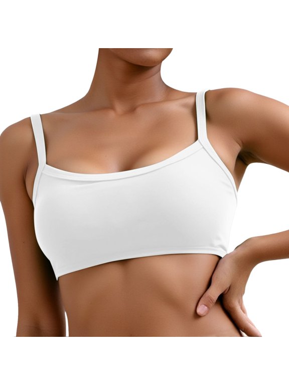 Seamless T Shirt Bra Adjustable Wireless Square Neck Yoga Bra top for Women Supportive Comfort Padded Workout Wear Everyday Relaxation XXL White