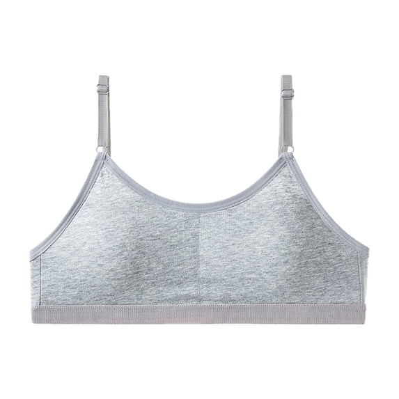 AJGRHE Seamless Training Bras for Girls Soft First Bra, Adjustable Girls Cami Bra Longline Crop-Double-Layer Lined Girls Underwear For Daily Wear Grey1 7-16 Years