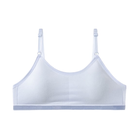 AJGRHE Seamless Training Bras for Girls Soft First Bra, Adjustable Girls Cami Bra Longline Crop-Double-Layer Lined Girls Underwear For Daily Wear White1 7-16 Years