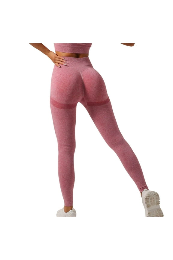 Seamless Yoga Pants High Waisted Seamless Leggings for Women Lifting Gym Workout Yoga Pants Comfortable Flexible Fitness L Pink