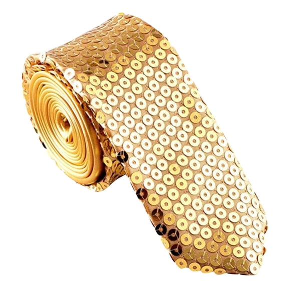 AJGRHE Sequin Ties for Men Women Sparkle Satin Neck Tie for Party Prom Holiday Yellow