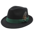 thumbnail image 1 of AJGRHE Short Brim Fedora Hats for Men & Women Felt Dress Panama Trilby Hats with Feathers Band BK1 M, 1 of 3