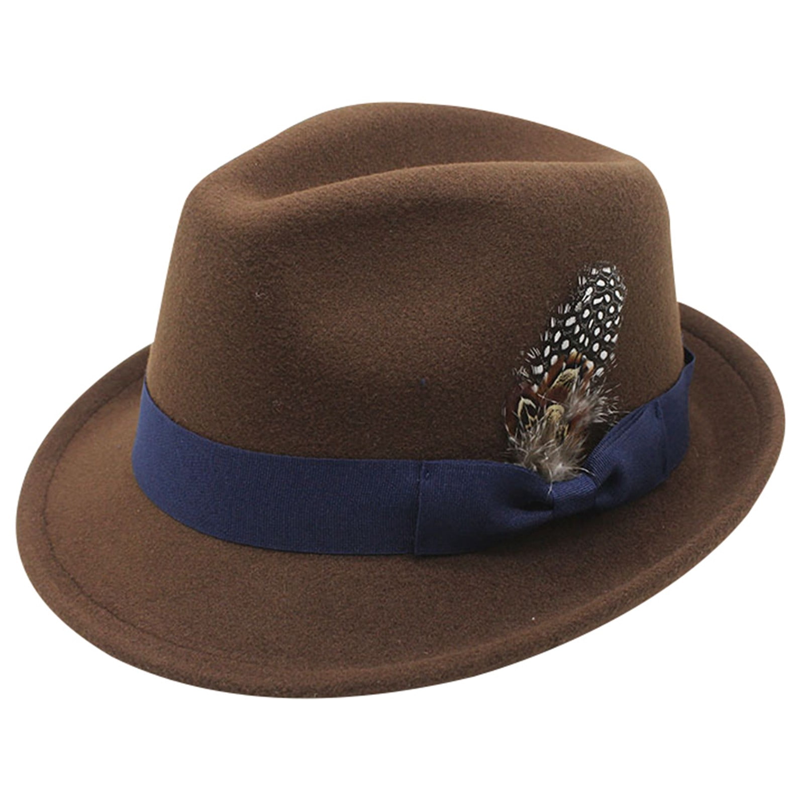 Short Brim Felt Fedora Hat with Feather Panama Dress Hat William Fedora Hat - Stingy Brim Panama Straw with Feather  main image 2