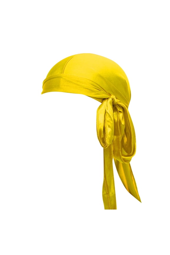 Silky Durag Multi Colour Options | Silk Du Rags For Men & Women | For Waves Braids & Locs Yellow one size