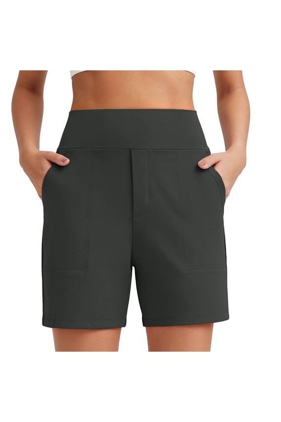Sleek Solid Flex Yoga Shorts For Fitness And Casual Wear Lightweight Stretchy Gym High Wlex Comfort Grey XL