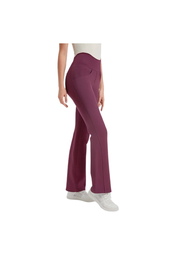 Soft Yoga Pants High Waisted Bootcut Yoga Pants for Women with Inner Pockets Flared Leggings Activewear Casual Comfort L Red