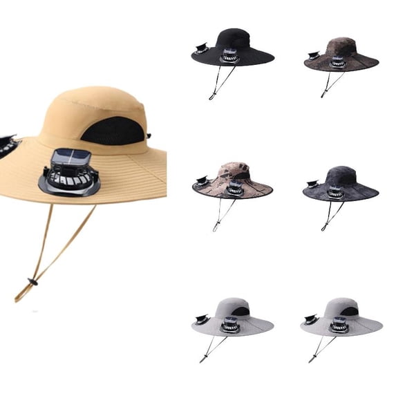 AJGRHE Solar Fan Hat For Outdoor Sun With Portable Cap Khaki One Size