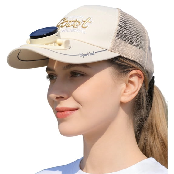 AJGRHE Solar Powered Fan Hat For Sun And Breathable Sun Hat With USB Chargeable Fan For Outdoor Activities And Beach Days Beige One Size