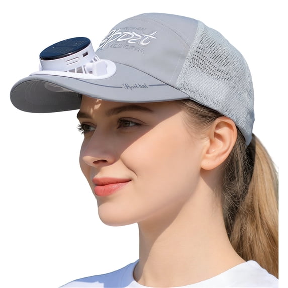 AJGRHE Solar Powered Fan Hat For Sun And Breathable Sun Hat With USB Chargeable Fan For Outdoor Activities And Beach Days Grey One Size