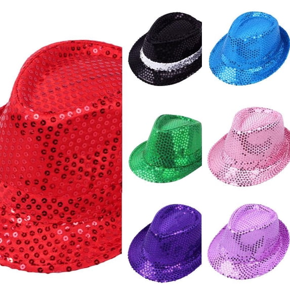 AJGRHE Sparkly Sequin Top Hat For Kids Performance Dance Party Stage Show Red One Size