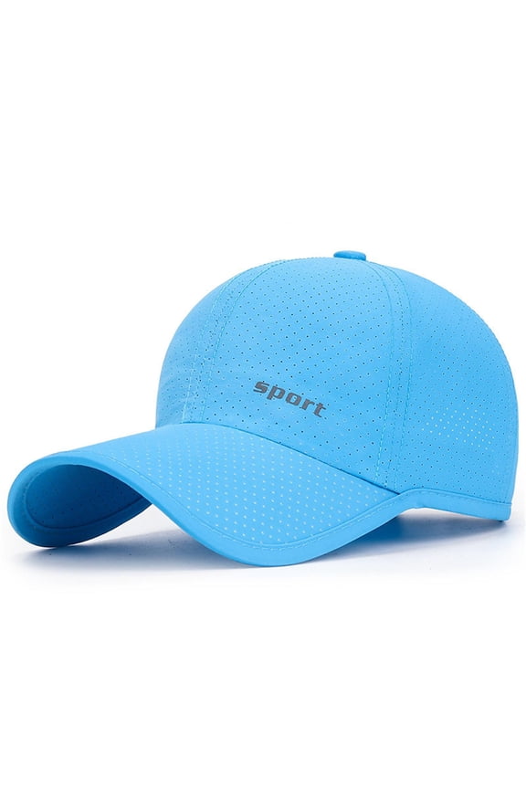Spring Summer Outdoor Quick Drying Sports Hats Men Women Lightweight Breathable Mesh Baseball Caps Hyper Running Fitted Snapback Curved Brim Long Bill UPF 50+ Sun Light Blue One Size