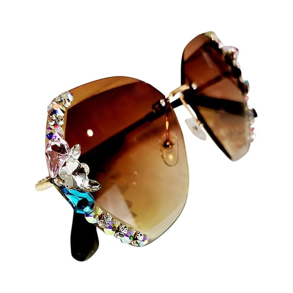 AJGRHE Square Crystal Sunglasses Women Shades Rimless Rhinestone Sun Glasses Female diamonds Party Eyewear D