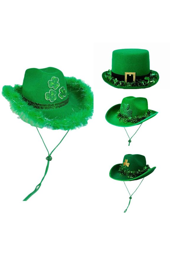 St Day Themed Irish Style Casual Cowboy Hat For Stage Queuing Events Green2 One Size