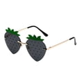 thumbnail image 1 of AJGRHE Strawberry Shape Sunglasses Retro Trendy Fun Sunglasses for Women Men Christmas Decorations Party Favor Black, 1 of 4