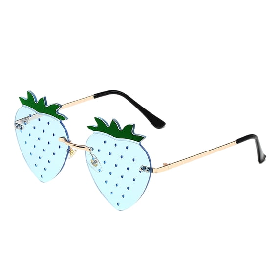 AJGRHE Strawberry Shape Sunglasses Retro Trendy Fun Sunglasses for Women Men Christmas Decorations Party Favor Mint Green