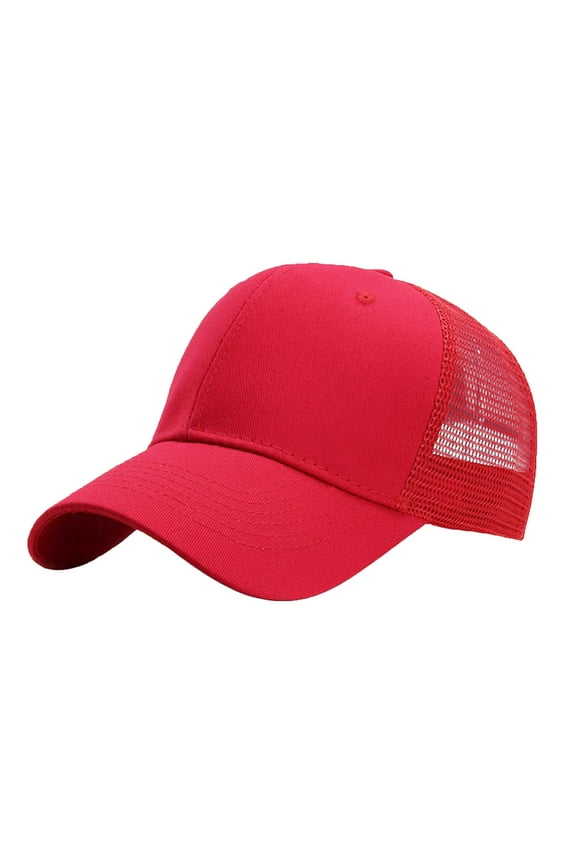 Structured Trucker Baseball Cap 6 Adjustable Mesh Snapback Design Oversized Fit Outdoor Performance Hat Red One Size