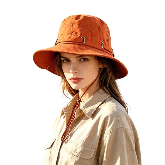 AJGRHE Sun Bucket Hat for Men Women Fishing Beach Hats Unisex Wide Brim Fedora Hat Classic Outdoor Sun Lightweight Travel Headwear All Seasons Orange One Size