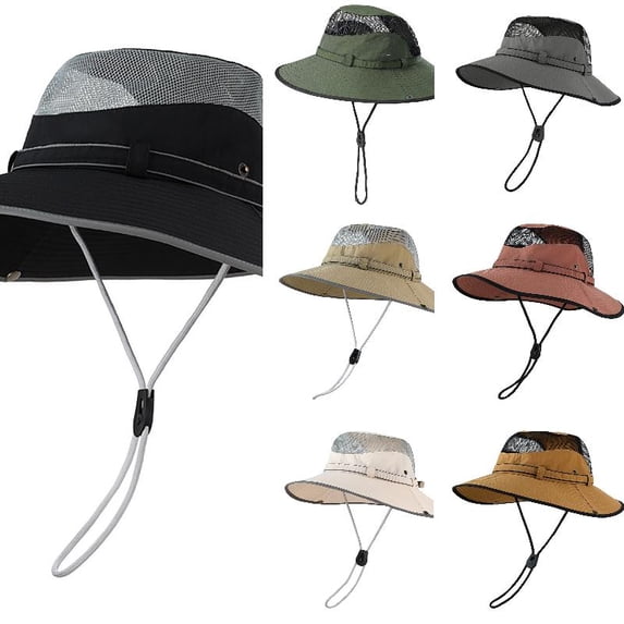 AJGRHE Sun Hat for Men Women UPF50+ Fishing Hat Waterproof Breathable Bucket Hat, UV Protection Wide Brim Summer Safari Hats Black One Size