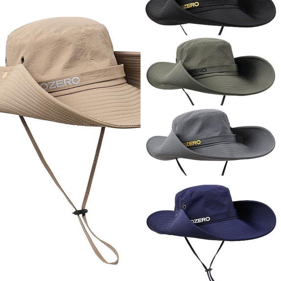 AJGRHE Sun Hats for Men Waterproof Quick Dry Bucket Hat Adjustable Wide Brim Summer Boonie Cap for Fishing Hiking Khaki One Size