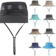 thumbnail image 1 of AJGRHE Sun Hats for Men Women Breathable Wide Brim Fishing Hat Hiking Summer UV Protection Bucket Hats UPF 80+ Black One Size, 1 of 5