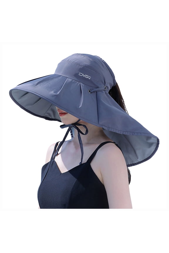 Sun Hats for Women Sun Protection Wide Brim Shawl with Neck Flap Hiking Visor Hat Outdoor Summer Beach Grey One Size