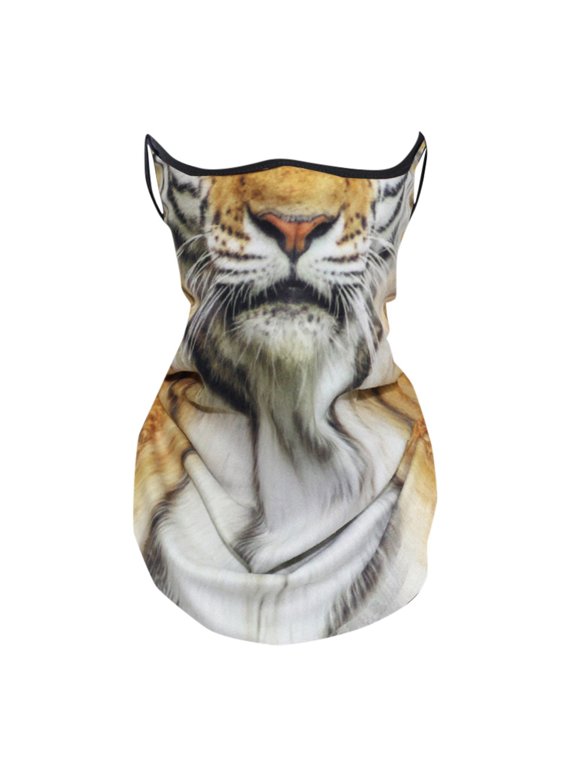 Sun Protective Scarf with Animal Print Half Face Design for Cycling Windproof Shielding Outdoor Activities Grey