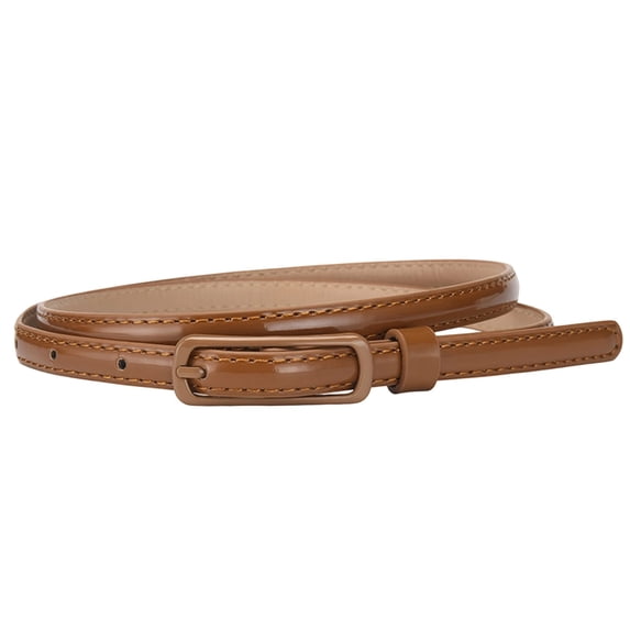 AJGRHE Thin Belts for Women Leather Belts with Metal Buckle for Dresses Pants Jeans Brown One Size