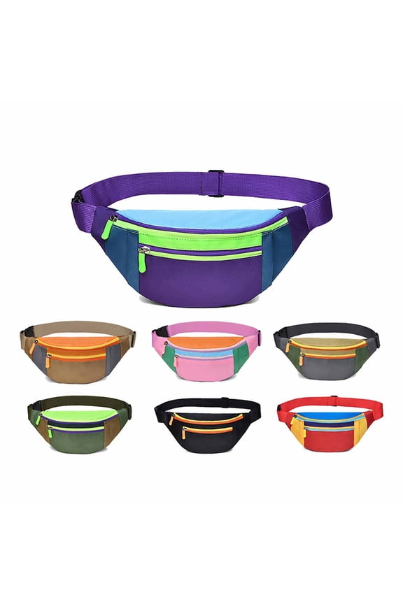 Three Pockets Neon Retro 80s Fanny Pack for Women Men Travel Festival Theme Party Vintage Rave Accessories Plus Size Belt Bag Purple One Size