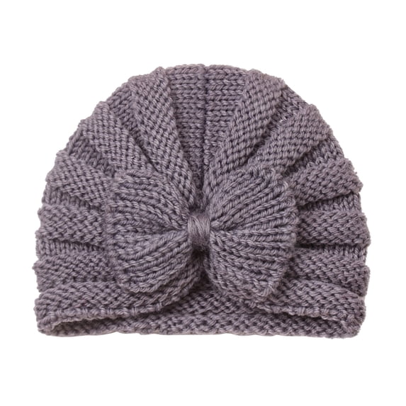 AJGRHE Toddler Baby Boys Girls Knitted Solid Bowknot Elastic Turban Hat Turban Hats with Bow, Stretchy Baby Head Cover Beanies for Toddler Head Wraps Grey One Size