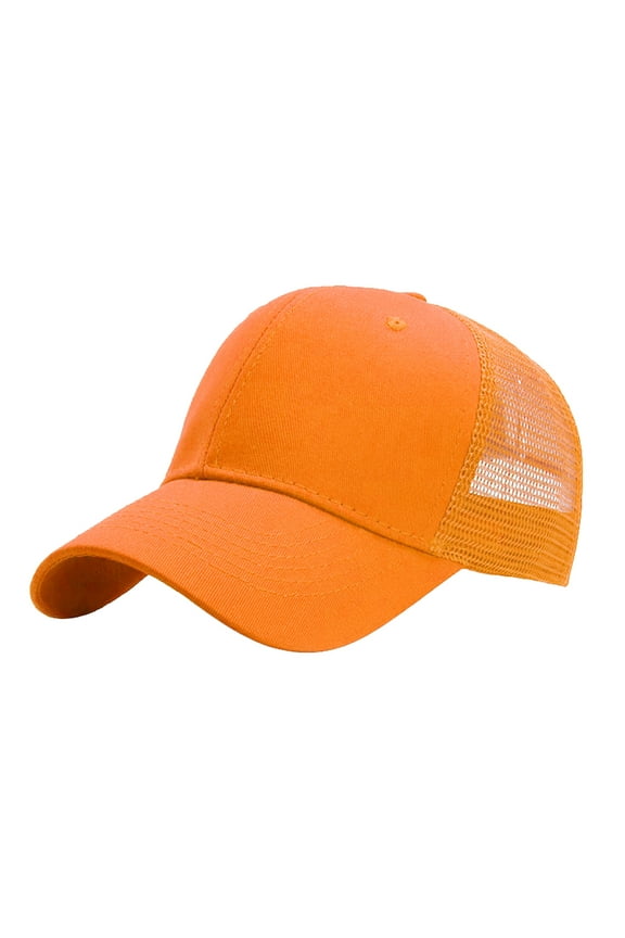 Trucker Hat Baseball Cap Structured Plain Design 6 Panel Adjustable Size Orange One Size