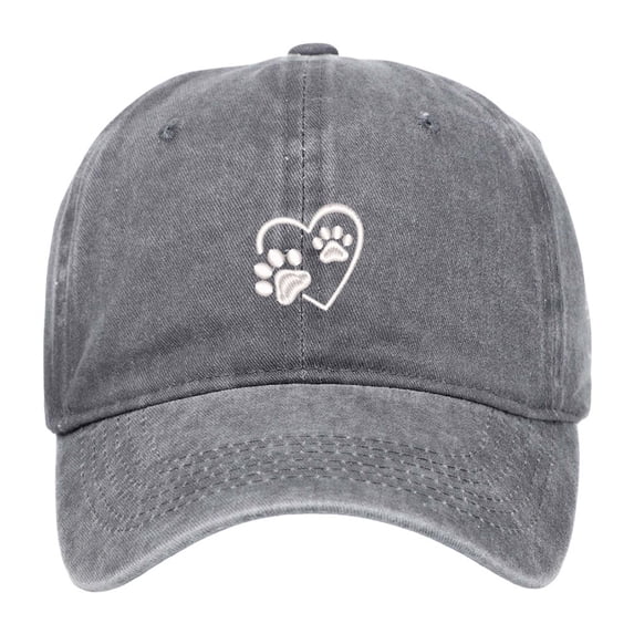 AJGRHE Unisex Baseball Cap With Cute Dog And Heart Print Casual Sport Outdoor Adjustable Dad Hat For Men Women Grey One Size