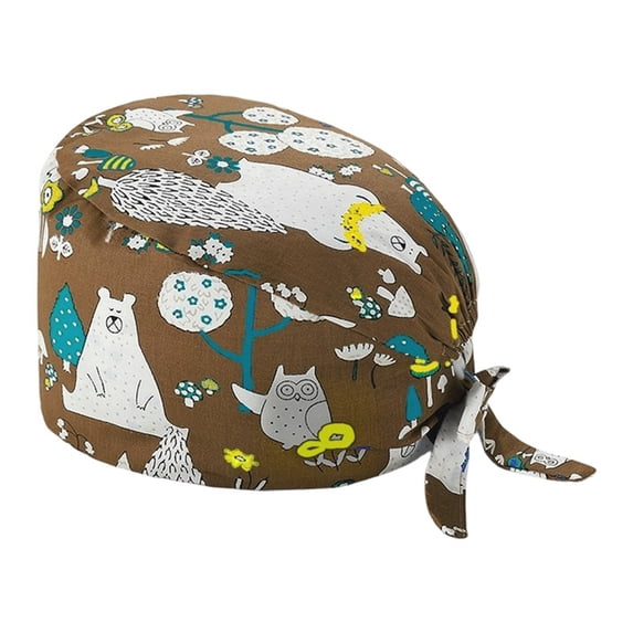 AJGRHE Unisex Breathable Printed Scrub Hat Doctor Cap For Hospitality Use Coffee One Size
