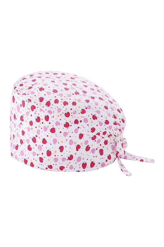 Unisex Breathable Printed Scrub Hat Doctor Cap For Hospitality Use Red One Size