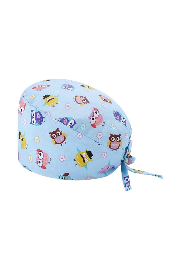 Unisex Breathable Printed Scrub Hat Doctor Cap For Hospitality Use Sky Blue One Size